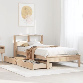 Berkfield Home Bookcase Bed without Mattress 75x190 cm Small Single Solid Wood Pine in Brown