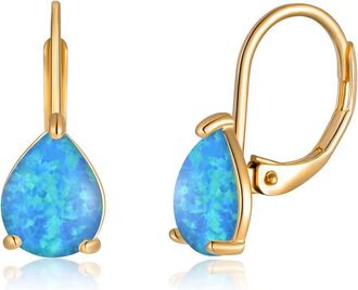 Liv Oliver 18k Gold Blue Opal Drop Earrings