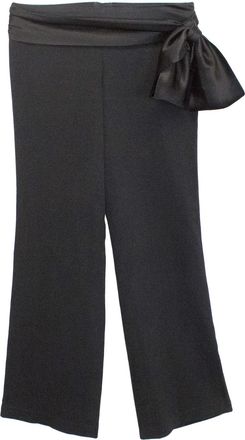 Temperley London Black Silk Trousers with Waist Tie Size S