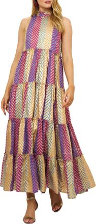 Oliphant Ruffle Tiered Maxi Dress In Torino Blue