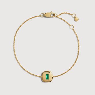 Monica Vinader Gold Gemdrop Chain Bracelet Green Onyx