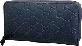 Gucci Navy Leather Long Wallet (Bi-Fold) (Pre-Owned)