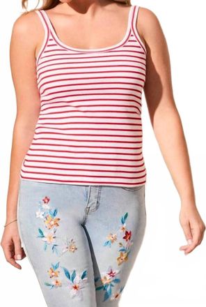 Tribal Baby Rib Striped Scoop Neck Fitted Tank Top In Bayberry Stripe