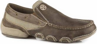 Roper Mens Twin Gore Driving Boat Shoe In Dark Tan