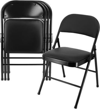 Elama 4 Piece Metal Folding Chair with Padded Seats in Black at Nordstrom