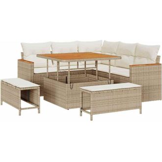 vidaXL Vidaxl - Conjunto De Sof&aacute; De Jard&iacute;n Con Coj&iacute;n 8 Pcs Beige Polirat&aacute;n
