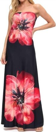 Ariella Crimson Bloom Maxi Dress In Black Multi