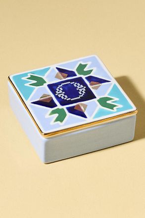 Anthropologie Quilted Monogram Trinket Box