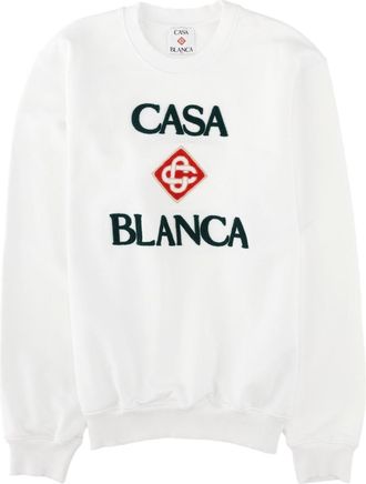 Casablanca Embroidered White Organic Cotton Sweatshirt