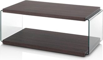 Aquadesign Mesa de centro en vidrio y mdf de nogal