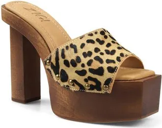 Zigi Soho Cassidey Leather Platform Slide Sandal in Leopard Leather at Nordstrom, Size 10