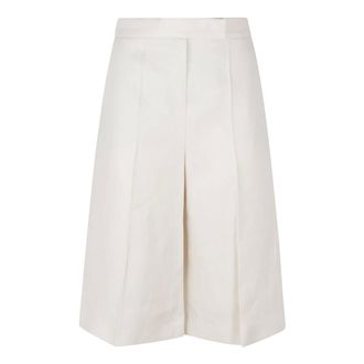 Max Mara Long Shorts, female, Beige, Size: 3XS Linen Bermuda Shorts