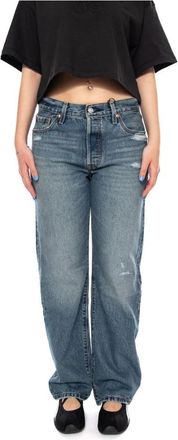 Levi's 501 90s Straight Jeans - Dames - Regular Fit Jeans - Blauw - W27 L30 - Katoen - Jeans