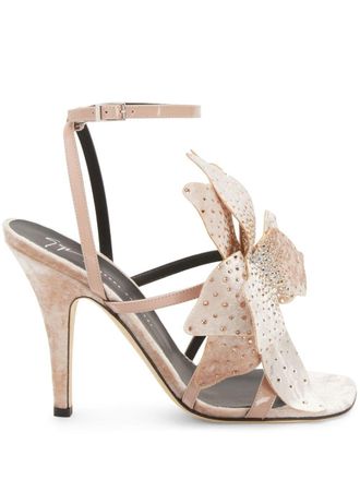 Giuseppe Zanotti Florant floral-motif sandals - women - Leather/Leather/Leather/Velvet - 35 - Pink