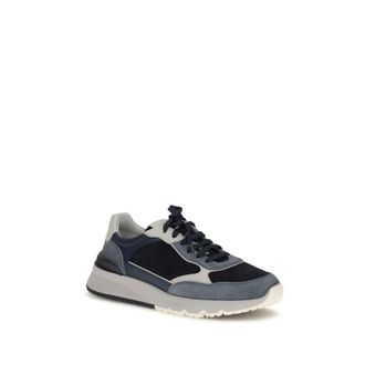 Brunello Cucinelli Mens Blue Calf Leather Bos Taurus Athletic Sneakers