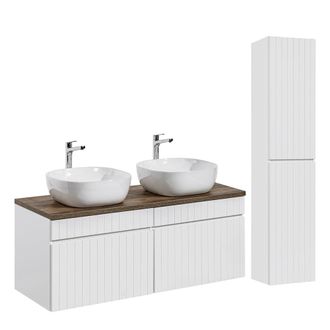 Petits Meubles Conjunto mueble doble lavabo 120cm tableros laminados blanco