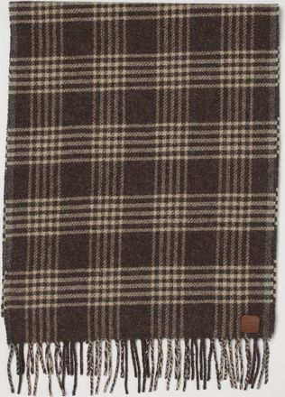 Eleventy Wool and Cashmere Blend Scarf with Tartan Pattern and Fringed Edges