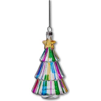 Tag Multicolor Multi Stripe Glass Tree Ornament for Christmas Decor in Multicolored at Nordstrom