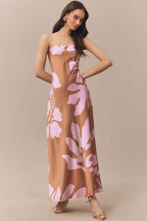 Hutch Strapless Column Satin Maxi Dress