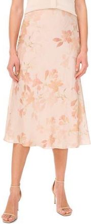 Halogen Floral A-Line Midi Skirt in Silver Pink at Nordstrom Rack, Size Xx-Small