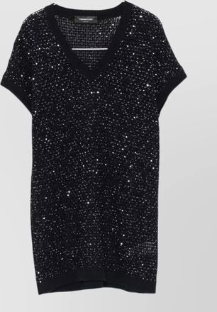 Fabiana Filippi sparkling knit top short sleeve v neck