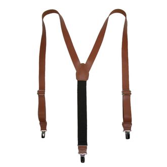 CTM Mens Coated Leather Clip-End 1 Inch Suspenders