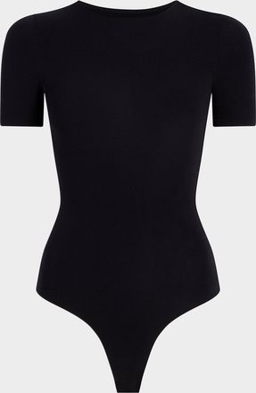 Commando Ballet Short-Sleeve Microfiber Thong Bodysuit