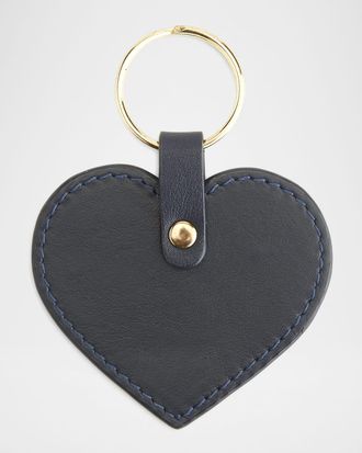 Royce Leather Monogrammed Leather Heart-Shaped Key Chain, Personalized