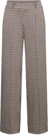 &Co Woman Geruite Wijde Broek - Dames - Wijde Broeken - Beige - XS - Polyester - Broeken