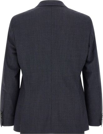 HUGO BOSS Virgin Wool Micro-Texture Pant Suit - Charcoal
