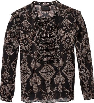 Maison Scotch Womens Lace Up Top in Black - Size Medium