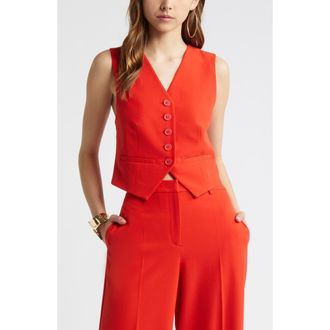 Open Edit Tailored Vest in Red Fiery at Nordstrom, Size Medium