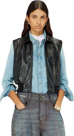 Diesel Bomber vest with distressed effect - Jackets - Woman - Brown
