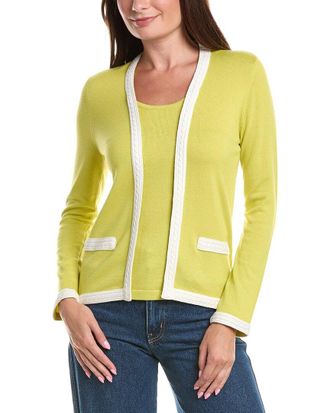St. John Tank Cashmere-Blend Cardigan