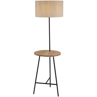 Searchlight Searchlight - Piantana Contemporaneo Washington Acciaio Nero Tessuto Marrone 1 Luce E27