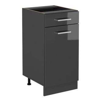 Vicco Mueble Bajo De Cocina R-line, Antracita Alto Brillo, 40 Cm Sin Encimera