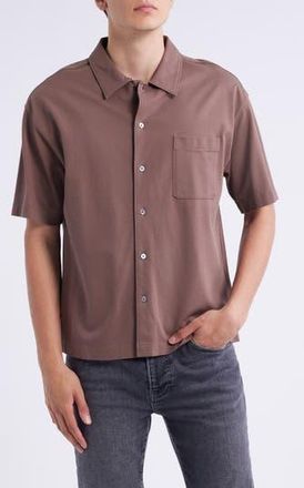 Frame Denim Short Sleeve Piqu&eacute; Button-Up Shirt in Mauve at Nordstrom Rack, Size X-Large