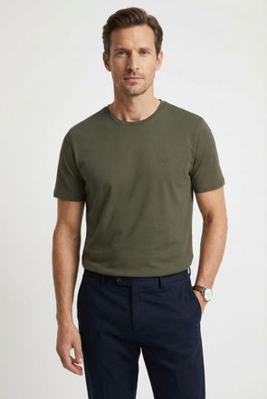Fynch-Hatton T-Shirt FYNCH-HATTON, Herren, Gr. 4XL, schwarz khaki, Jersey, Obermaterial: 100% Baumwolle, bestickt, unifarben, normal h&uuml;ftbedeckend, Rundhals, Shirt