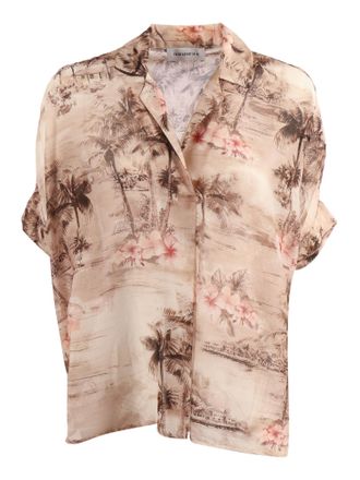 Shirt a Porter Tropical Print Airy Voile Blouse