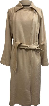 Max Mara Riccio Belted Coat in Beige Camel Hair Wool