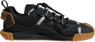 Dolce & Gabbana Zwart Bruin NS1 Sneakers Rubberen Zool - Heren - Sneakers - Zwart - 40 EU - Katoen - Schoenen