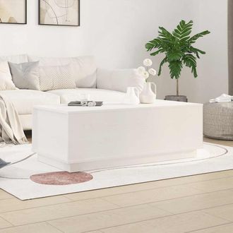 vidaXL Vidaxl - Tavolino Da Salotto Bianco 100x50x35 Cm Legno Massello Di Pino
