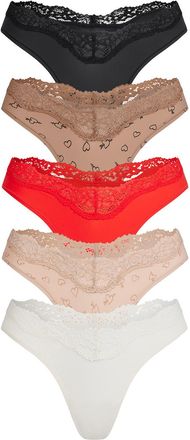 SKIMS Printed Stretch-jersey Thong - set of 5 - Multicoloured - L (UK16-18)