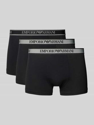 Emporio Armani Slim Fit Trunks mit Logo-Stitching im 3er-Pack in Black, Gr&ouml;&szlig;e XXL