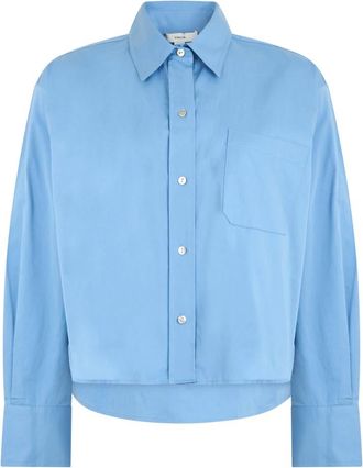 Vince Shirts, female, Blue, Size: XS Cotton Cropped Button-Front Shirt