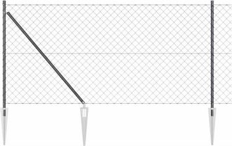 vidaXL Valla De Eslabones De Cadena Con Postes Gris 1 X 10 M Acero Vidaxl