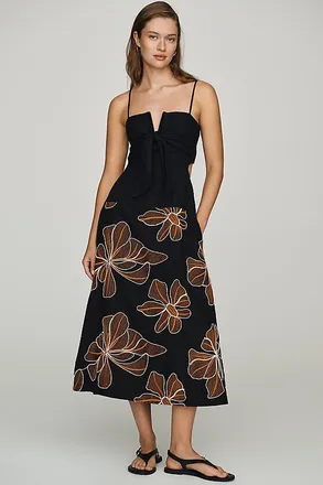 endless rose 100% Cotton Embroidered Midi Dress
