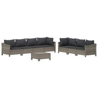 vidaXL Set De Muebles De Jard&iacute;n 8 Pzas Y Cojines Rat&aacute;n Sint&eacute;tico Gris Vidaxl
