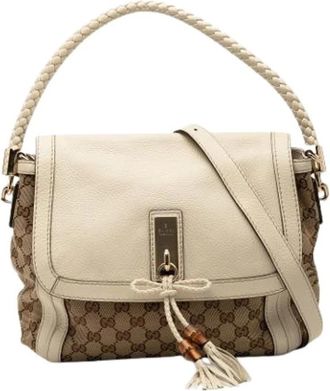 Gucci Pre-owned Shoulder Bags, female, Beige, Size: ONE SIZE Pre-owned Canvas Shoulder Bag