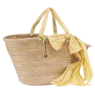 Valentino Pre-owned Vintage Raffia Tote Bag - Dames - Pre-owned - Geel - Maat: ONE Size Leer